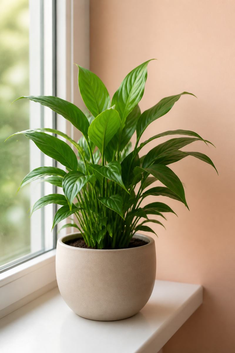 Single plant detail in a ceramic pot